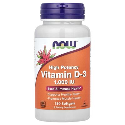 NOW foods. Vitamin D3 1000 ME, 2000ME, 5000 ME, 10000ME