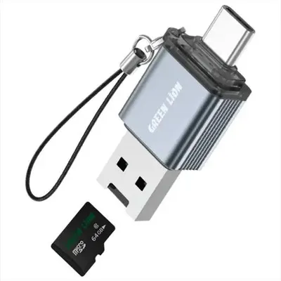 OTG GREEN LION Type-C micro SD Silver