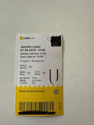 Jennifer Lopez konsertga bilet
