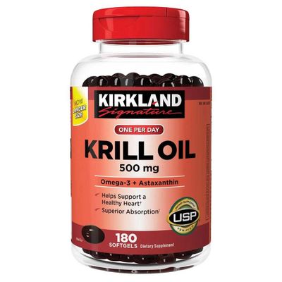 Омега-3+ Астаксантин Масло Криля 180 капс бычий желат Kirkland