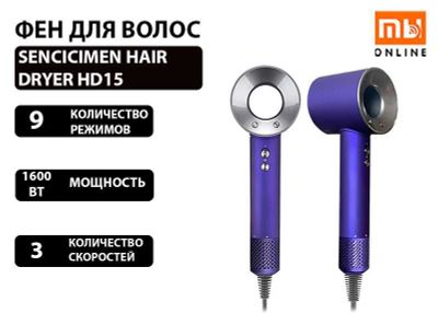 Фен для волос SenCiciMen Hair Dryer HD15 (фиолетовый)