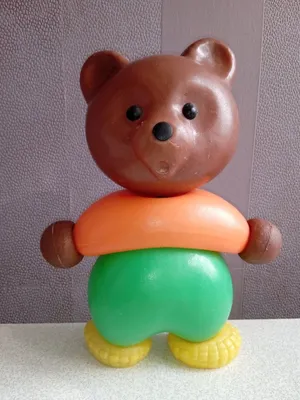 Игрушка СССР "Мишка в лаптях", пластмасса Охтален 35 см