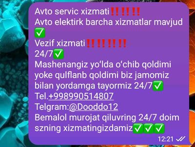 vezif xizmati avto elektr 24/7