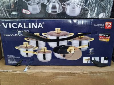 Vicalina nabor qalini sariq qopqoq kastrulkalari