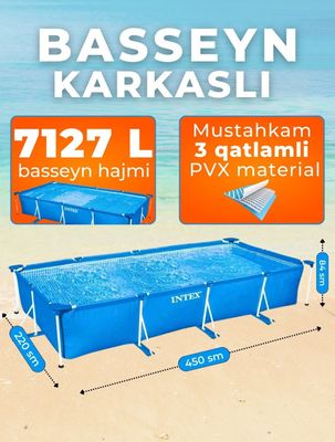 INTEX ( 4.50 m x 2.20 m x 84 cm ) RECTANGULAR FRAME SET