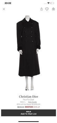 Christian Dior, Faux Fur Coat Rare Vintage, пальто за 5,800