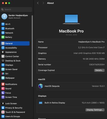 MacBook Pro 2018 16/256