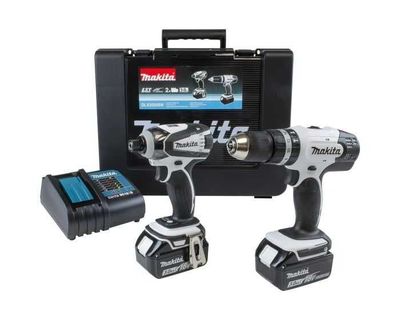 Makita LXT 18v Twin Pack White DHP453 Combi Drill Impact Driver