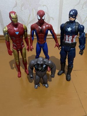 фигурки Marvel: человек паук,железный человек,капитан америка,горилла