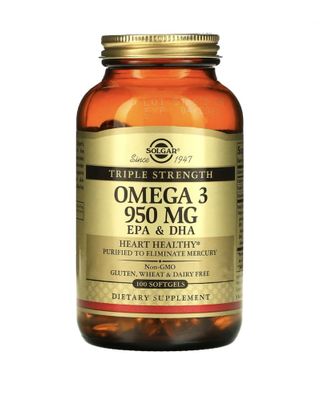 Тройная сила Omega-3 950 mg от Solgar 100 капсул