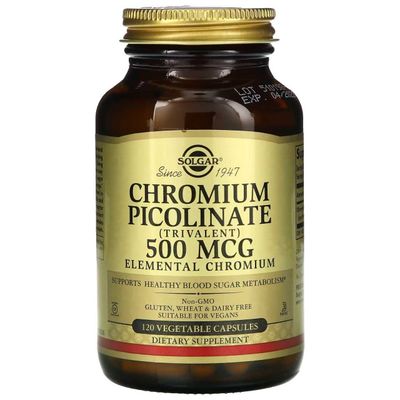 Солгар хром пиколинат 500мг, Solgar Hrom pikolinat Chromium picolinate