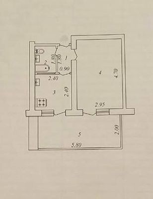 1/2/5 БУЗ-2, кирпич, 2х6 балкон. Квартира 42 м.кв