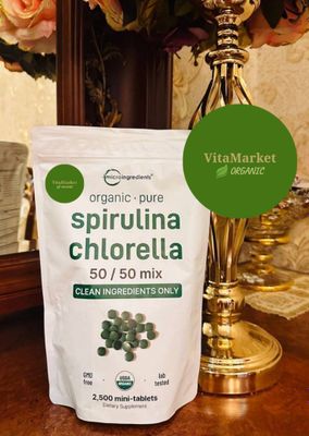 Spirulina Chlorella 50/50 mix,2500 tablet,хлорелла