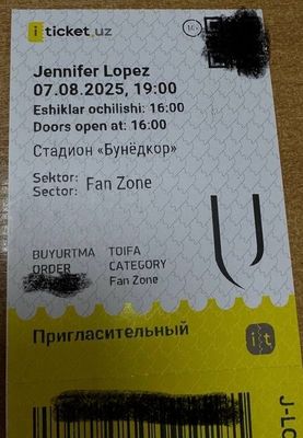 Билет на концерт J-LO