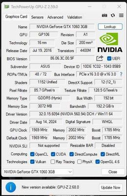 Продается видеокарта (не майнинг) Asus Dual-GTX 1060 3gb. Мощнее 570