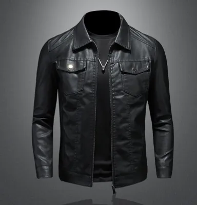 мужская кожанная куртка мужской осенне весенний
