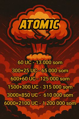 PUBG UC|| ATOMIC SHOP || HAMMA OYINLARGA DONAT!