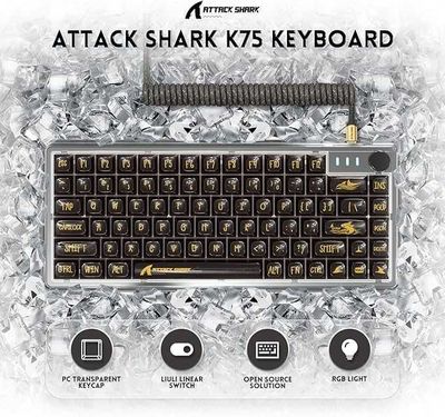 Attack Shark K75 Transparent Mechanical(Bl) Механическая клавиатура ++