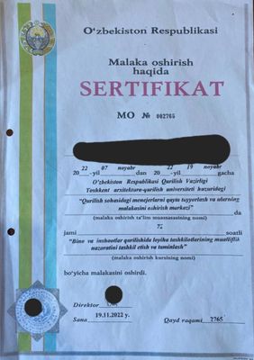 Sertfikati bor oli molimotli avto kadda ishlap biladigan shaqiramiz