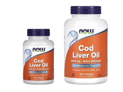 NOW Foods NOW Cod Liver Oil жир печени трески 1000 мг 90 и180 капсул