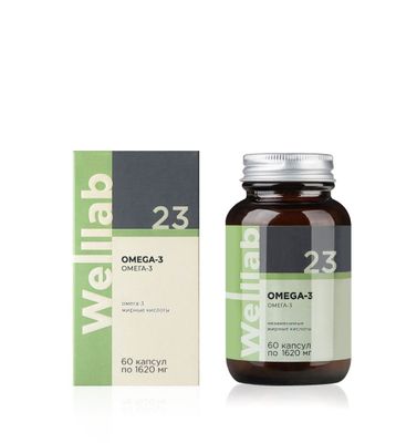 Yuqori kontsentratsiyali omega-3 li Welllab OMEGA-3 BFQ, 60 ta kapsula