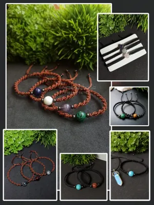 Парные браслеты браслет талисман плетёнка с натуральным камнем.