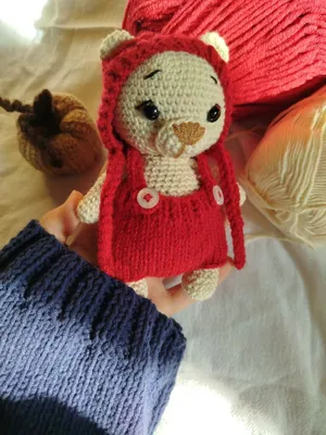 мишка с комбинезоном. ручная работа