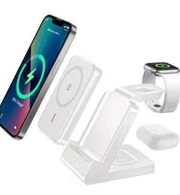 Беспроводное зарядное устройство для iPhone 3-в-1, дорожная power bank