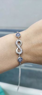 Серебряный браслет 925 с фианитами+бонус