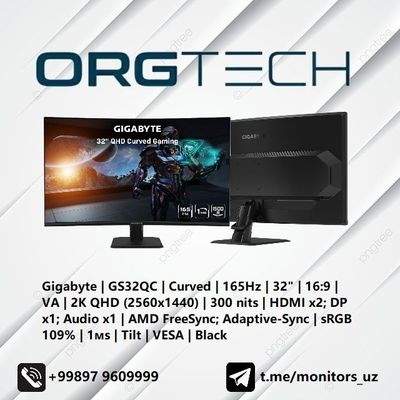 [NEW] монитор Gigabyte GS32QC 2K 165Hz Curved