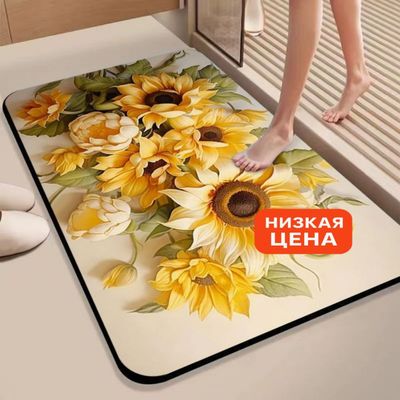 Коврик с 3D цветами для дома и ванной, 80×120 / 90×60 см