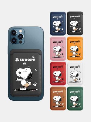 Кожаный картхолдер MagSafe Wallet, с логотипом SNOOPY для iPhone