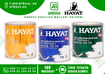 Hayat Pol Emal (3KG) | PF-115 Emal oq | Emal Bo'yoq | OPTOM NARXDA !!!