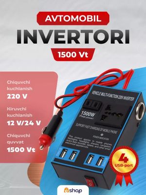 Avtomobil invertori, 4 ta USB portli rozetka,
