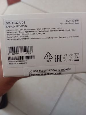 Samsung Galaxy A04 e original yangi karobkadan ochilmagan