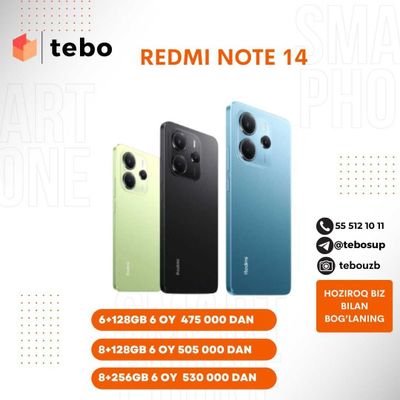 Redmi note 14 muddatli to'lovga