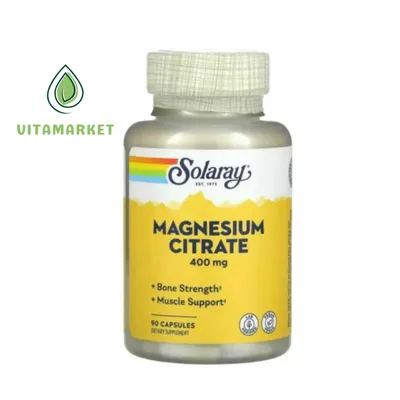 Витамин Магний - Solaray, Magnesium Citrate, 400 mg, 90 Capsules