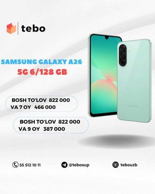 Samsung Galaxy A26 5G 6/128 GB Muddatli to'lovga