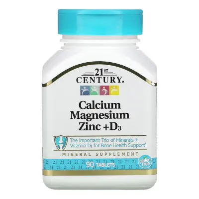 21st Century, Calcium Magnesium Zinc + D3, 90 Tablets