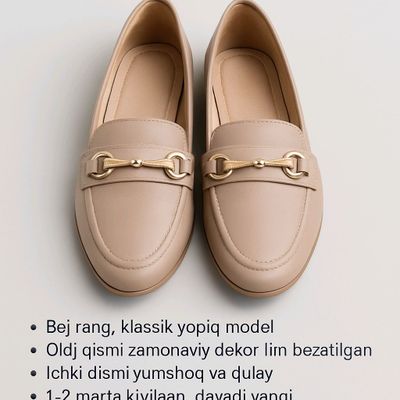 🥿 Zamonaviy bej rang ayollar tuflisi
💎 Nafis