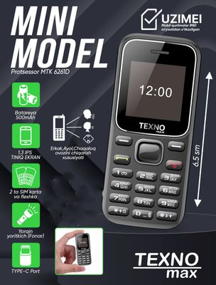 Knopkali telefon Texnomax A1 sotiladi