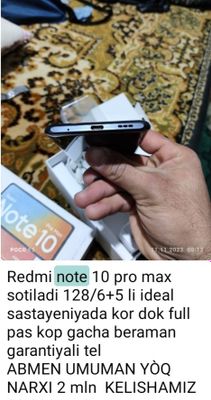 Redmi not 10 pro max sotiladi