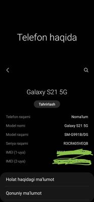 Samsung S21 5g Vetnam 8ga 128lik 200ko‘kiga