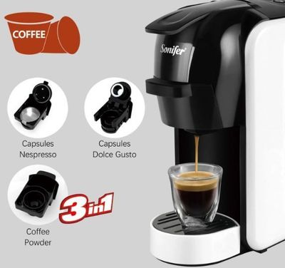 Sonifer 3в1 Кофемашина Nespresso, Dolge Gusto, Coffee powder sf-3539