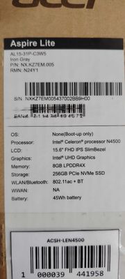 Acer ноутбук с коробкой документ