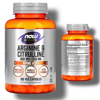Аргинин с цитруллином 120 капсул NOW Sports Arginine & Citrulline