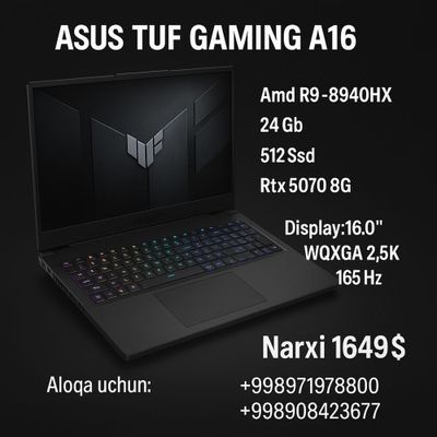 Asus Tuf Gaming A16 AMD R9-8940HX 1649$