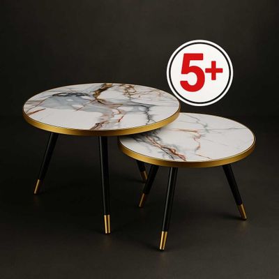 Журнальный столик 2в1 Elton с мраморным дизайном MDF
