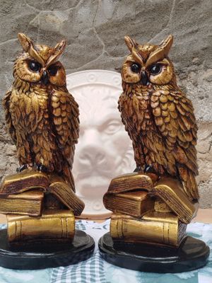 Сова на книгах из гипса