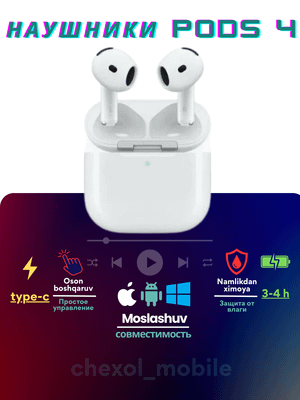 pods 4 simsiz quloqchin type-c quvvatlash